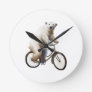 Polar Bear On Bicycle Round Clock