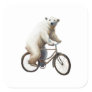 Polar Bear On Bicycle Square Sticker