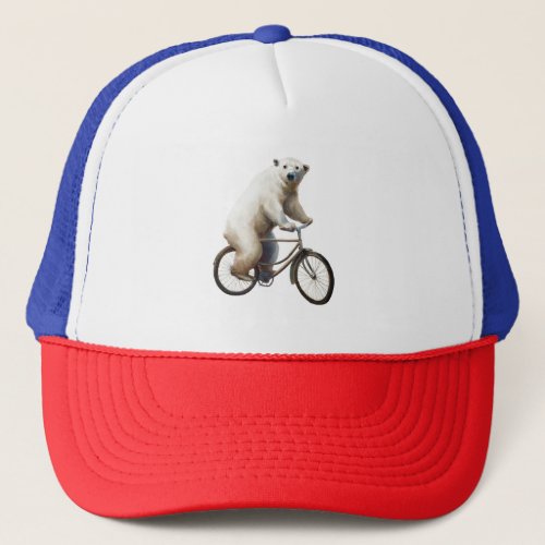 Polar Bear On Bicycle Trucker Hat