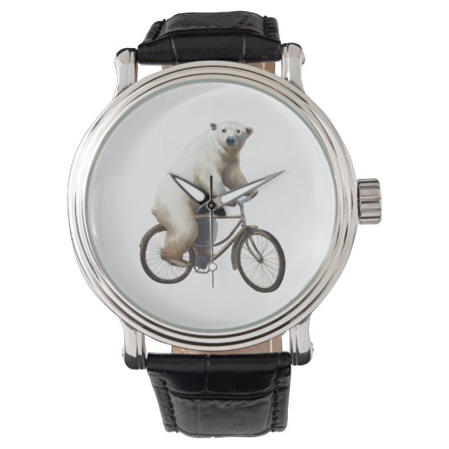 Polar Bear On Bicycle Watch (Front)