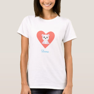 Polar Bear on Heart & Calligraphy T-Shirt