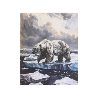 Polar Bear on Ice Arctic Wildlife Metal Wall Art