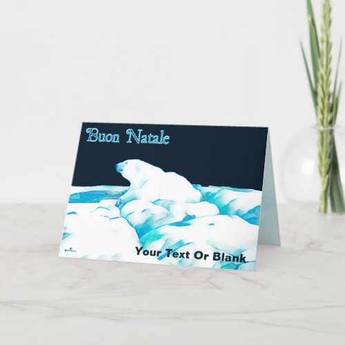 Polar Bear On Ice _ Buon Natale Holiday Card