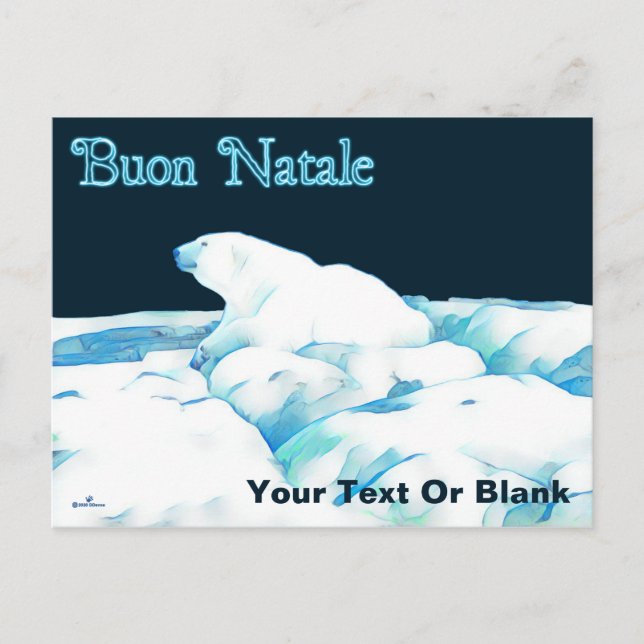 Polar Bear On Ice - Buon Natale Holiday Postcard (Front)