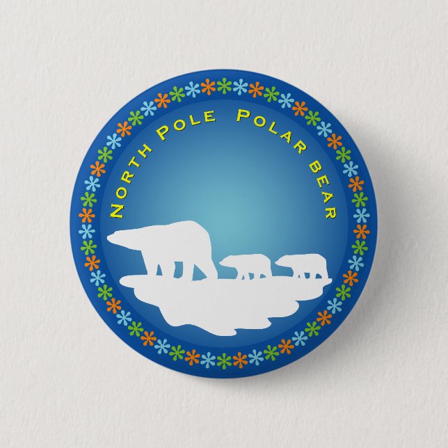 Polar Bear on Ice Button (Front)