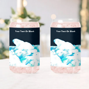 Polar Bear On Ice Can Glass