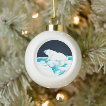 Polar Bear On Ice Ceramic Ball Christmas Ornament by Bluestar48 at Zazzle
