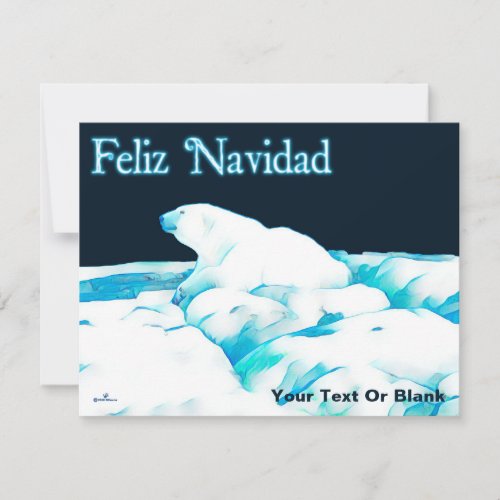 Polar Bear On Ice _ Feliz Navidad Holiday Card