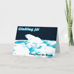 Polar Bear On Ice - Gleðileg Jól Holiday Card