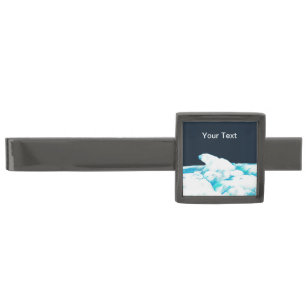 Polar Bear On Ice Gunmetal Finish Tie Bar