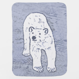 Polar Bear on Ice Painting - Original Wildlife Art Baby Blanket