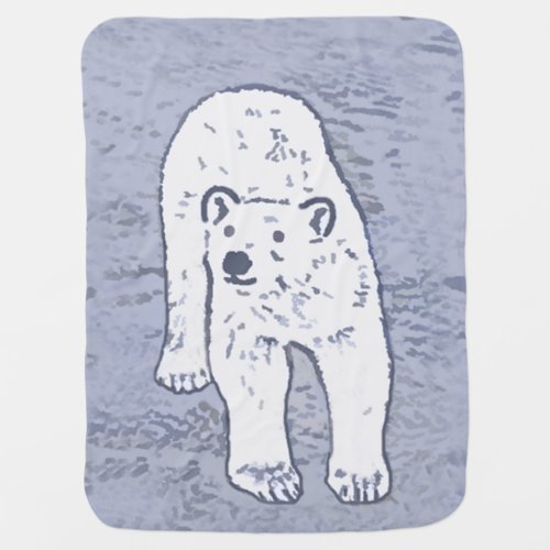 Polar Bear on Ice Painting _ Original Wildlife Art Baby Blanket