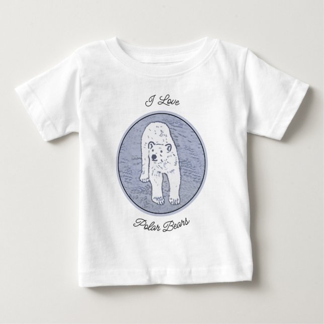 Polar Bear on Ice Painting - Original Wildlife Art Baby T-Shirt (Front)