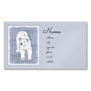 Polar Bear on Ice Painting - Original Wildlife Art Business Card Magnet