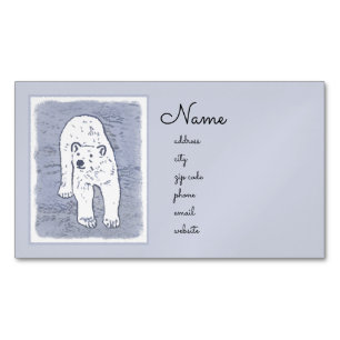 Polar Bear on Ice Painting - Original Wildlife Art Business Card Magnet
