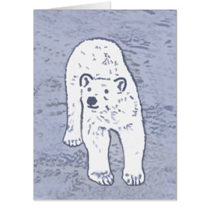 Polar Bear on Ice Painting - Original Wildlife Art Card