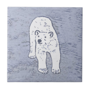 Polar Bear on Ice Painting - Original Wildlife Art Ceramic Tile