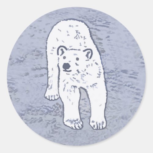 Polar Bear on Ice Painting _ Original Wildlife Art Classic Round Sticker