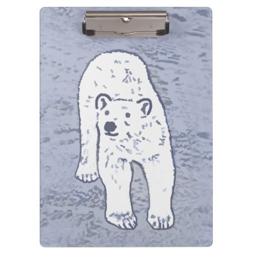 Polar Bear on Ice Painting _ Original Wildlife Art Clipboard