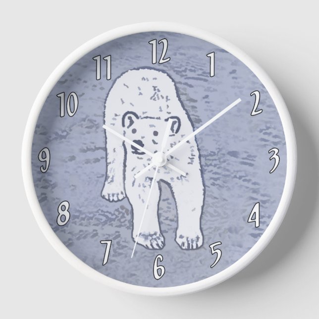 Polar Bear on Ice Painting - Original Wildlife Art Clock (Front)