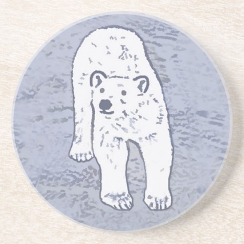 Polar Bear on Ice Painting _ Original Wildlife Art Coaster