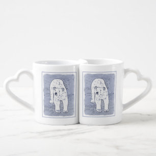 Polar Bear on Ice Painting - Original Wildlife Art Coffee Mug Set