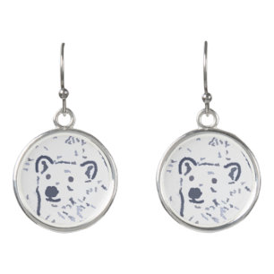 Polar Bear on Ice Painting - Original Wildlife Art Earrings