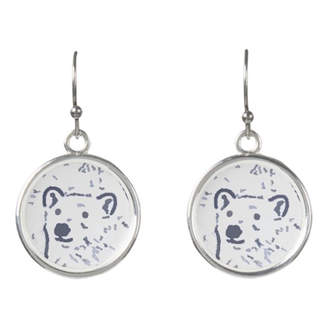 Polar Bear on Ice Painting - Original Wildlife Art Earrings (Front)