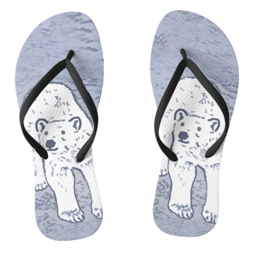 Polar Bear on Ice Painting _ Original Wildlife Art Flip Flops