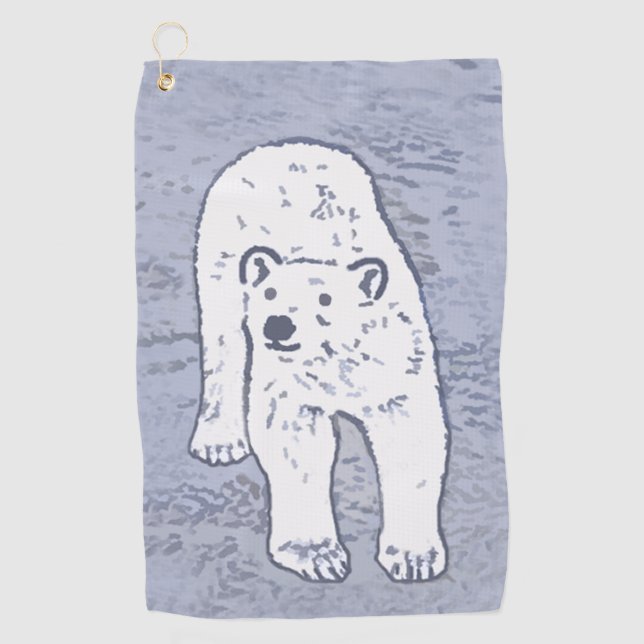 Polar Bear on Ice Painting - Original Wildlife Art Golf Towel (Front)