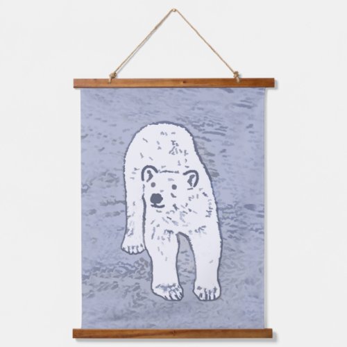 Polar Bear on Ice Painting _ Original Wildlife Art Hanging Tapestry