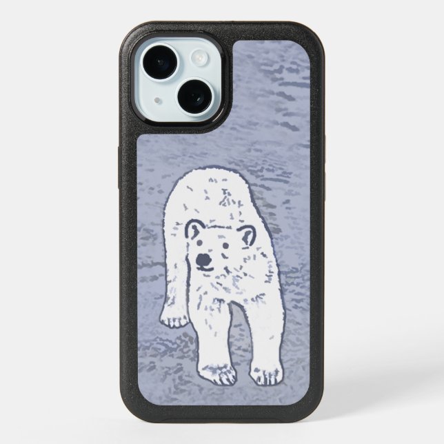 Polar Bear on Ice Painting - Original Wildlife Art iPhone 15 Case (Back)