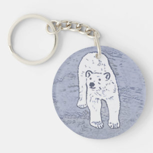Polar Bear on Ice Painting - Original Wildlife Art Keychain