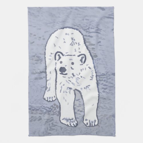Polar Bear on Ice Painting _ Original Wildlife Art Kitchen Towel