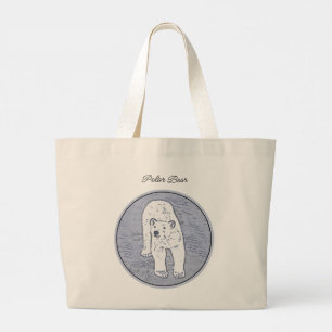 Polar Bear on Ice Painting Original Wildlife Art Large Tote Bag