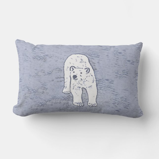 Polar Bear on Ice Painting - Original Wildlife Art Lumbar Pillow (Front)
