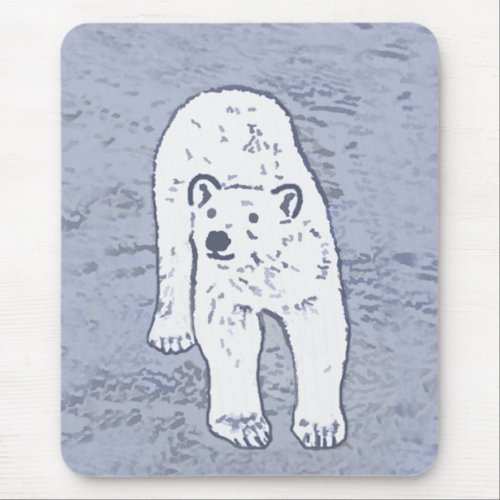 Polar Bear on Ice Painting _ Original Wildlife Art Mouse Pad