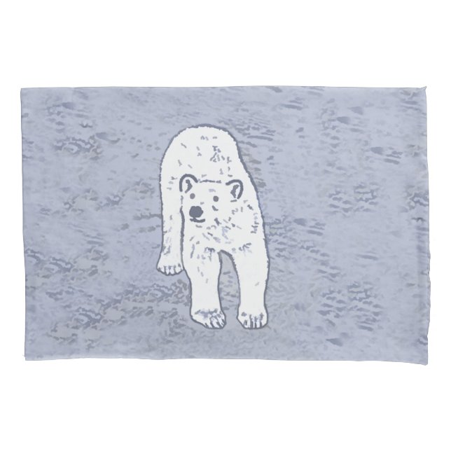 Polar Bear on Ice Painting - Original Wildlife Art Pillow Case (Front)
