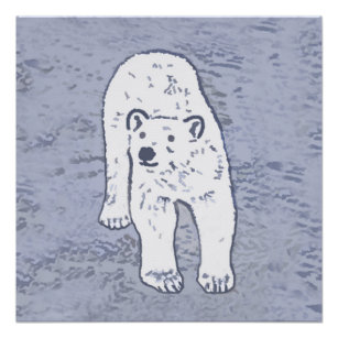 Polar Bear on Ice Painting - Original Wildlife Art Poster