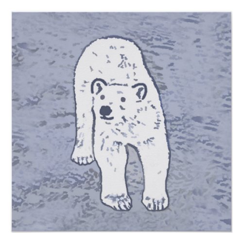 Polar Bear on Ice Painting _ Original Wildlife Art Poster