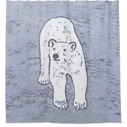 Polar Bear on Ice Painting _ Original Wildlife Art Shower Curtain