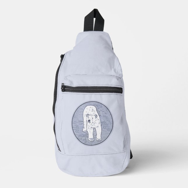 Polar Bear on Ice Painting Original Wildlife Art Sling Bag (Front)