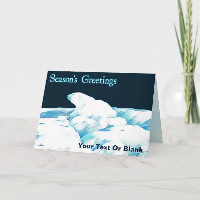 Polar Bear On Ice - Season's Greetings Holiday Card (Front)