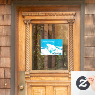 Polar Bear On Ice - Season's Greetings Window Clin Window Cling