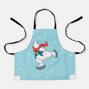 Polar bear on ice skates apron