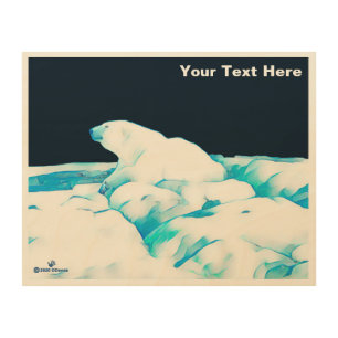 Polar Bear On Ice Wood Wall Art