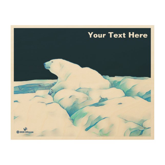 Polar Bear On Ice Wood Wall Art (Front)
