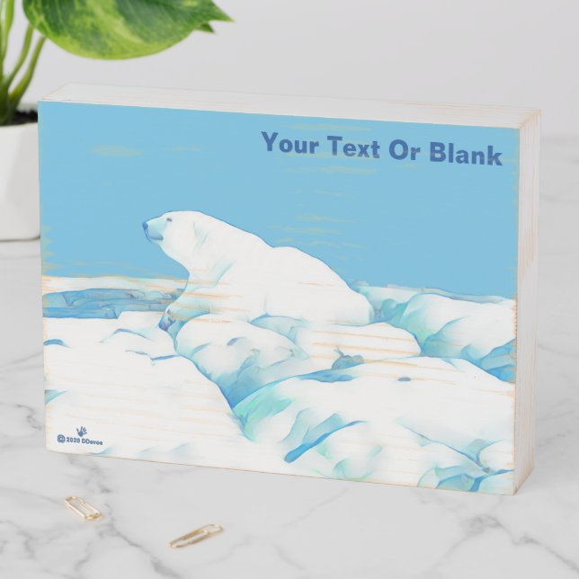 Polar Bear On Ice Wooden Box Sign (In Situ Horizontal)