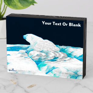 Polar Bear On Ice Wooden Box Sign
