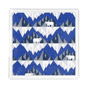 Polar Bear on Iceberg Seamless Pattern. Acrylic Tray